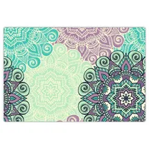 cover-your-desk Schreibtischunterlage für Kinder und Erwachsene Mandala grün-türkis, aus hochwertigem Vinyl , 60 x 40 cm