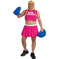 The Dragons Den Lustiges Cheerleader-Bierführer-Kostüm für Junggesellenabschied, Junggesellenabschied, Kostüm, Rosa, Größe S - M