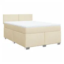 vidaXL Boxspringbett mit Matratze Creme 160x200 cm Stoff