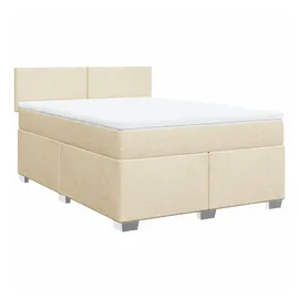 vidaXL Boxspringbett mit Matratze Creme 160x200 cm Stoff