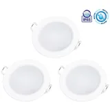 Aigostar 3er Set 4.8W LED Einbauspot Einbaustrahler Einbauleuchte 520 Lumen IP65 wasserdicht weißer Rahmen - Warmweiß