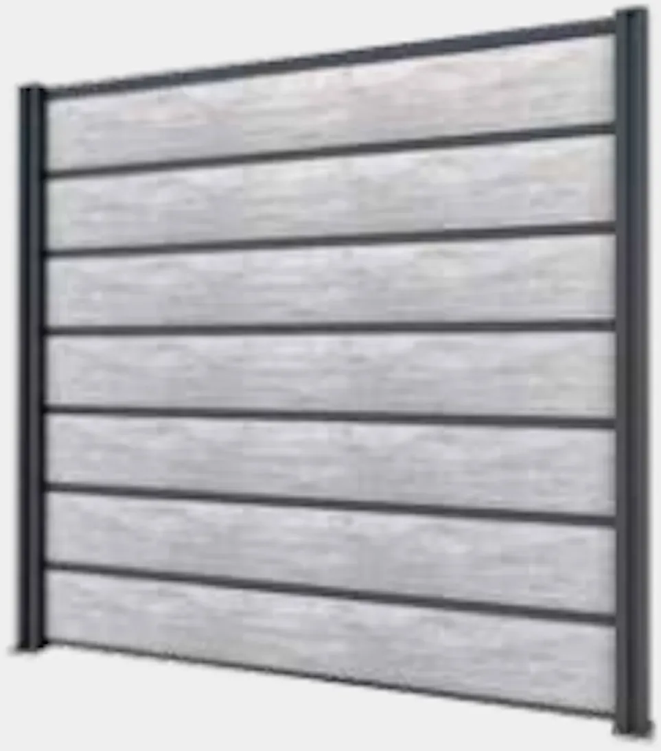 Gutta Sichtschutzzaun Erweiterung 194 x 186 cm Schichtstoffplatten Betonoptik grau Weiß