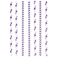 Riethmüller Trinkhalme Trinkhalme Dots & Chevron Papier 19,7 cm 24 Stck lila