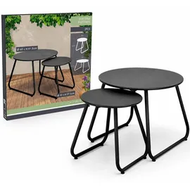 Mojawo 2-teiliges Beistelltisch-Set, schwarz, ineinander stellbar, Ø 60/40 cm