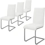 ML-Design Esszimmerstühle 4er Set, Weiß, Schwingstuhl, Freischwinger Stuhl mit hoher Rückenlehne, Ergonomische Küchenstühle aus Kunstleder & Metall, Moderner Polsterstuhl für Esstisch & Wohnzimmer