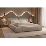 moeblo Polsterbett Bett 08 aus Samt (Modernes Doppelbett mit eleganter Kopfteilpolsterung, stabilem Rahmenbettgestell und großzügigem Stauraum – 160x200 cm Komfortables Stauraumbett für stilvolle Schlafzimmer - 160x200 cm, - Eleganz und Funktionalität in