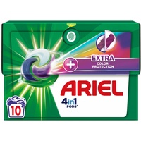 Ariel 4in1 PODS, Waschmittelkapseln 10 Waschungen, Zusätzlicher Farbschutz, Erneuern Sie den Glanz der Farben und schützen Sie Fasern