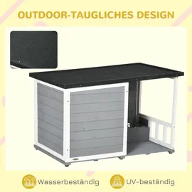 PawHut Hundehütte mit 2 Schüsseln, - Schwarz/Grau/Weiß