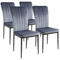 Albatros Esszimmerstühle mit Samt-Bezug 4er Set MODENA, Grau - Stilvolles Vintage Design, Eleganter Polsterstuhl am Esstisch - Küchenstuhl oder Stuhl