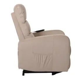 Mendler Fernsehsessel HWC-K62, Sessel Relaxsessel TV-Sessel, Liegefunktion Aufstehhilfe elektrisch, Metall Chenille - creme