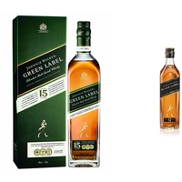 Johnnie Walker Green Label, Blended Scotch Whisky, 43% vol, 700ml Einzelflasche & Black Label, Blended Scotch Whisky, Ausgezeichneter, aromatischer Bestseller, 40% vol, 700ml Einzelflasche
