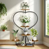 unho Pflanzenständer Herzform, Blumenständer Blumentreppe mit 5 Ablagen, Pflanzenregal Mehrstöckig Blumenregal für Innen Garten Balkon