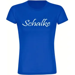 multifanshop Damen T-Shirt - Schalke - Schriftzug - Druck weiß - Frauen