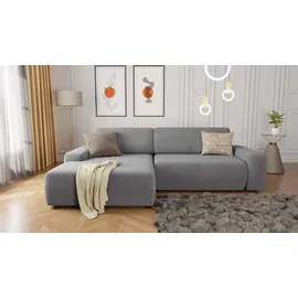 s-style möbel ECKSOFA Lopez Hellgrau Samt-Stoff