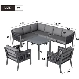 stilvora Garten-Essgruppe 8-tlg. Grau