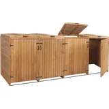 Mendler XL 4er-/8er-Mülltonnenverkleidung HWC-H74, Mülltonnenbox, erweiterbar 126x316x98cm Holz ~ braun