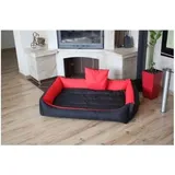 Xxl Kunstleder Hundebett - Hundekissen Hundesofa Katzenbett Hundekorb - Wasserdicht - Rot/Schwarz
