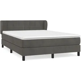 vidaXL Boxspringbett mit Matratze Dunkelgrau 140x200 cm Samt