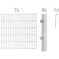 GAH Alberts Alberts Komplettset Doppelstabmattenzaun Feuerverzinkt, 2 m Matten, Höhe 80 - 200 cm, Länge 4 - 30 m