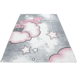 Kinderteppich AYYILDIZ TEPPICHE "Kids 580", pink, B:200cm H:12mm L:290cm, Kunstfaser, Teppiche, Teddybär, Sterne Design, Kurzflor