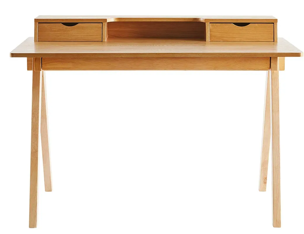 Bureau avec rangements bois clair L120 cm PULITO