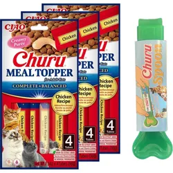 INABA Katzenmehl Topper Huhn Rezept 12x14g + Futterlöffel GRATIS!