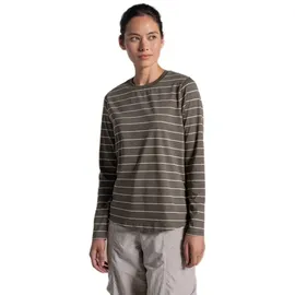 Craghoppers Nosilife Akona Langarm-T-Shirt Wild Olive Stripe 38
