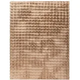 TT Home Teppich Esszimmer Langflor Wohnzimmerteppich Rauten Design Soft 3D Unifarben, Farbe:Beige, Größe:160x220 cm