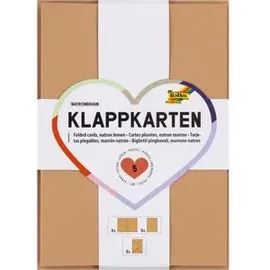 Folia Klappkarten/Doppelkarten für Einladungen, Glückwunsch- oder Grußkarten, 10,5x15cm, natron-braun, 5 Karten + Kuverts + Einlagen