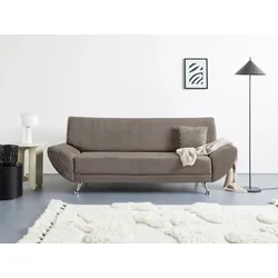 3-Sitzer INOSIGN "Saltare elegant und komfortabel, toller Designfuß", braun (dunkelbraun), B:205cm H:78cm T:82cm, 100% Polyester, Sofas