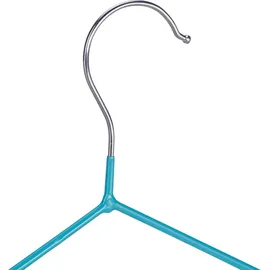 Relaxdays 100 x Kinderkleiderbügel, platzsparende Drahtbügel Jungen, Babybügel mit Kerben, PVC-beschichtet, Bügel 30 cm, türkis