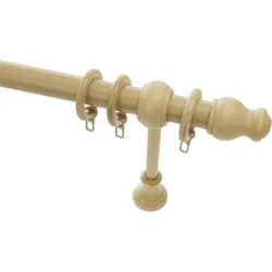 Gardinenstange GARDINIA "Set Holz" Gr. 1, beige (natur), L:120cm Ø:28mm, Holz, Gardinenstangen, 1-Lauf