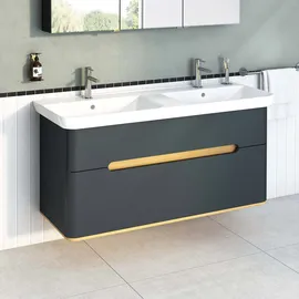 Vitra Waschtisch-Unterschrank 2 Vollauszüge 130 x 48 x 66,5 cm Anthrazit Matt