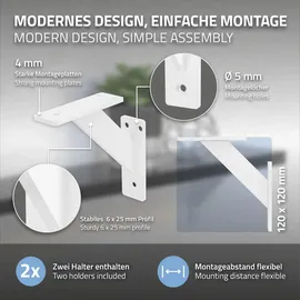ML-Design 4 Stück Regalhalterung 120 x 120 mm Weiß Aluminium Schwebende