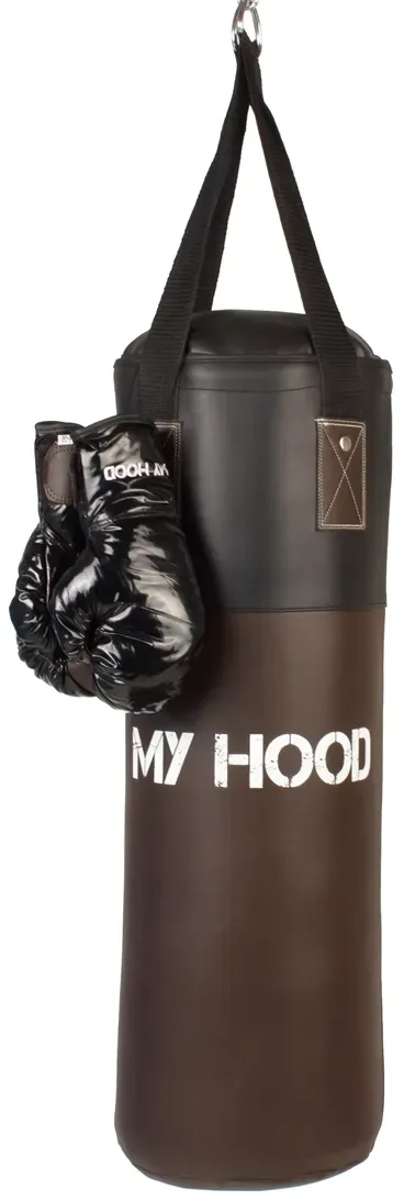 Boxsackset mit Handschuhen fcr Kinder 10 kg 75 cm Rot/Schwarz/Wei Synthetisches PU-Leder - My Hood - Gepolsterte Handschuhe, ab 4 Jahren