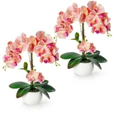 Kunstorchidee PASCH® Orchidee künstlich wie echt (40cm) in Hochglanz-Keramiktopf Orchidee, PASCH rosa