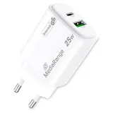 MediaRange 25W USB-A, USB-C GaN Schnellladegerät, Weiß