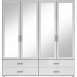 SchlafKONTOR »Ivar Kleiderschrank mit Spiegel«, inklusive 2 Spiegeltüren und 4 farblich abgesetzten Schubkästen