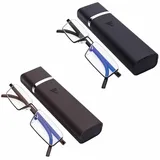 YSJJZRL 2 Pack Lesebrille Halbrahmen Blaulichtblockierende Lesebrille Leichte TR90 Materialrahmen Lesebrille für Männer Frauen(Schwarz und Braun)+2.00
