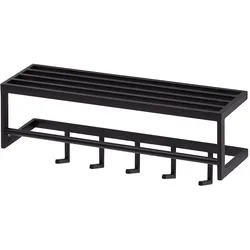 KADIMA DESIGN Wandgarderobe aus lackiertem Stahl, Schwarz, 5 Haken, Kleiderstange