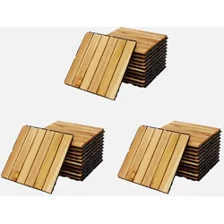 36 Terrassenplatten aus Akazienholz mit Längsmuster und Stecksystem - Sarrafo