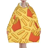peiyeety Übergroßer Flanell-Hoodie für Erwachsene mit langen Ärmeln, Decke, leckere Pommes frites, weicher, flauschiger Kapuzenpullover zum Entspannen - Einheitsgröße