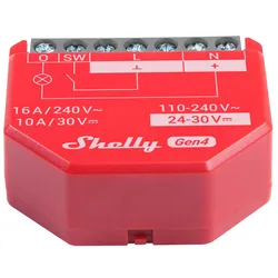SHELLY Relais 1PM Gen4, 16 A, WLAN, Bluetooth, rot