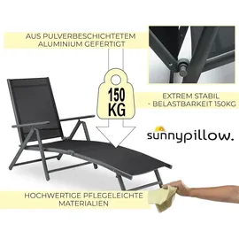 sunnypillow Sonnenliege 150 x 60 x 30 cm Anthrazit
