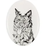 Mudi - Gedenktafel mit einem Foto eines Hundes, Grabplatte mit Druck, personalisierte ovale Platte der Marke Art-Dog