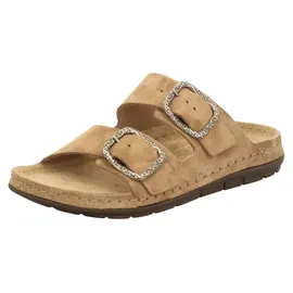 ROHDE Damen Pantolette mit zwei Schnallen aus Velourleder Rodigo-D 5893, Größe:39 EU, Farbe:Beige - 39