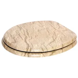 Sanilo WC-Sitz Sand Stone, Hochwertiger und Stabiler Toilettendeckel aus Holz