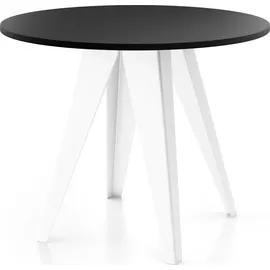 egen micha kliszczun Esstisch Glory Weiß im Industriestil - Modern, Rund - Ausziehbar von 90 cm bis 130 cm, mit Pulverbeschichteten Metallbeinen, Tisch für Kleine Kü... - Schwarz