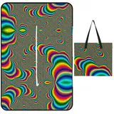 Cmagnifico Picknickmatte mit Reißverschluss, psychedelische Trippy-Regenbogen-Picknickdecke, Outdoor-Teppiche, 150 cm x 100 cm