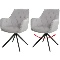 Mendler 2er-Set Esszimmerstuhl HWC-L80, Küchenstuhl Polsterstuhl Stuhl mit Armlehne,